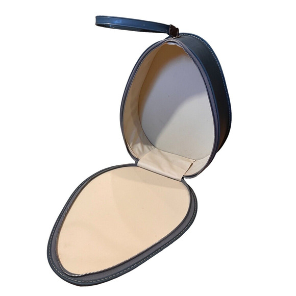 Vintage Suitcase Oval Train Case Carry On Bag Blue Mid-Century Egg Shape 1960's - Picture 3 of 14